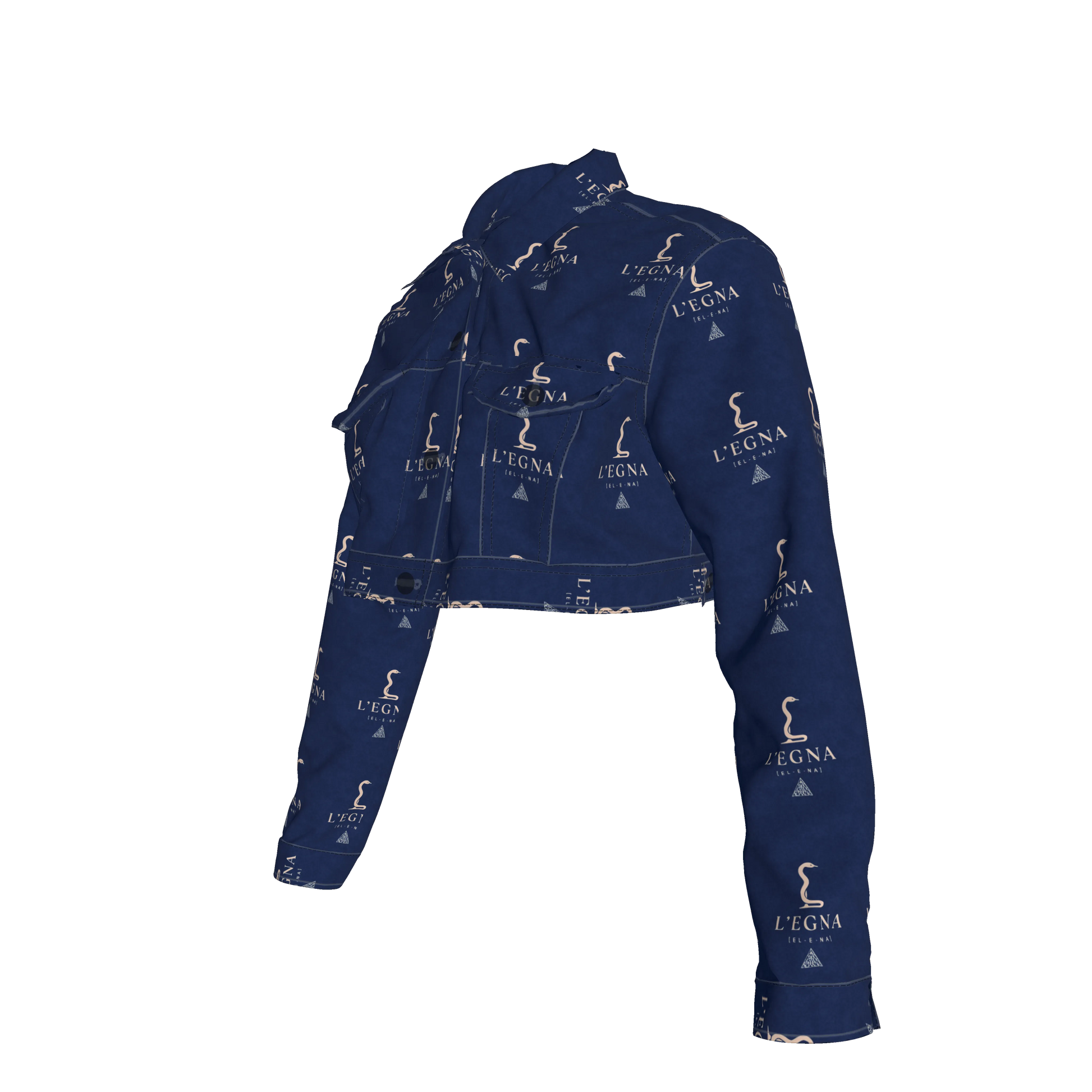 L'EGNA RISING BLUEBLOOD Cropped Jean Jacket (ALL-OVER PRINT)