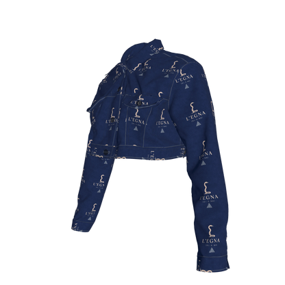 L'EGNA RISING BLUEBLOOD Cropped Jean Jacket (ALL-OVER PRINT)