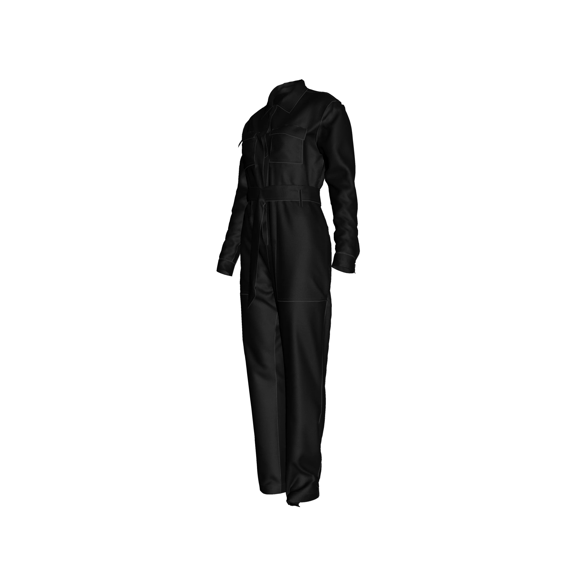 Relax Fit Woven Jumpsuit in Pure Black Ecovero Viscose Crepe