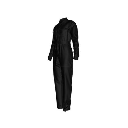 Relax Fit Woven Jumpsuit in Pure Black Ecovero Viscose Crepe