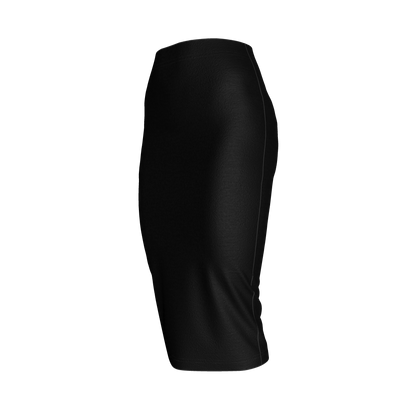 Body Con Knit Skirt in Pure Black Cotton-Spandex Lightweight Jersey