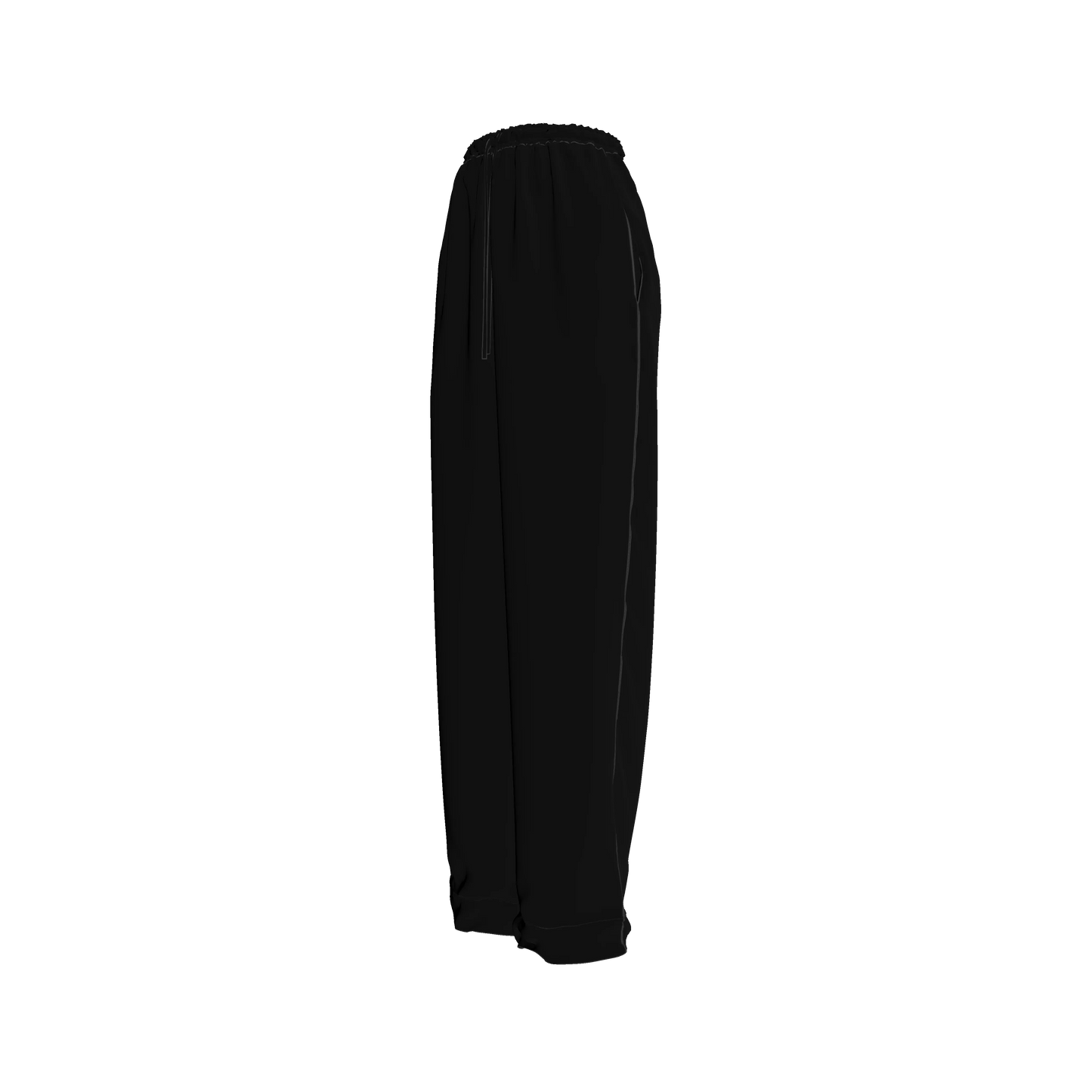 Draw String Pajama Pants in Pure Black Pima Cotton Poplin