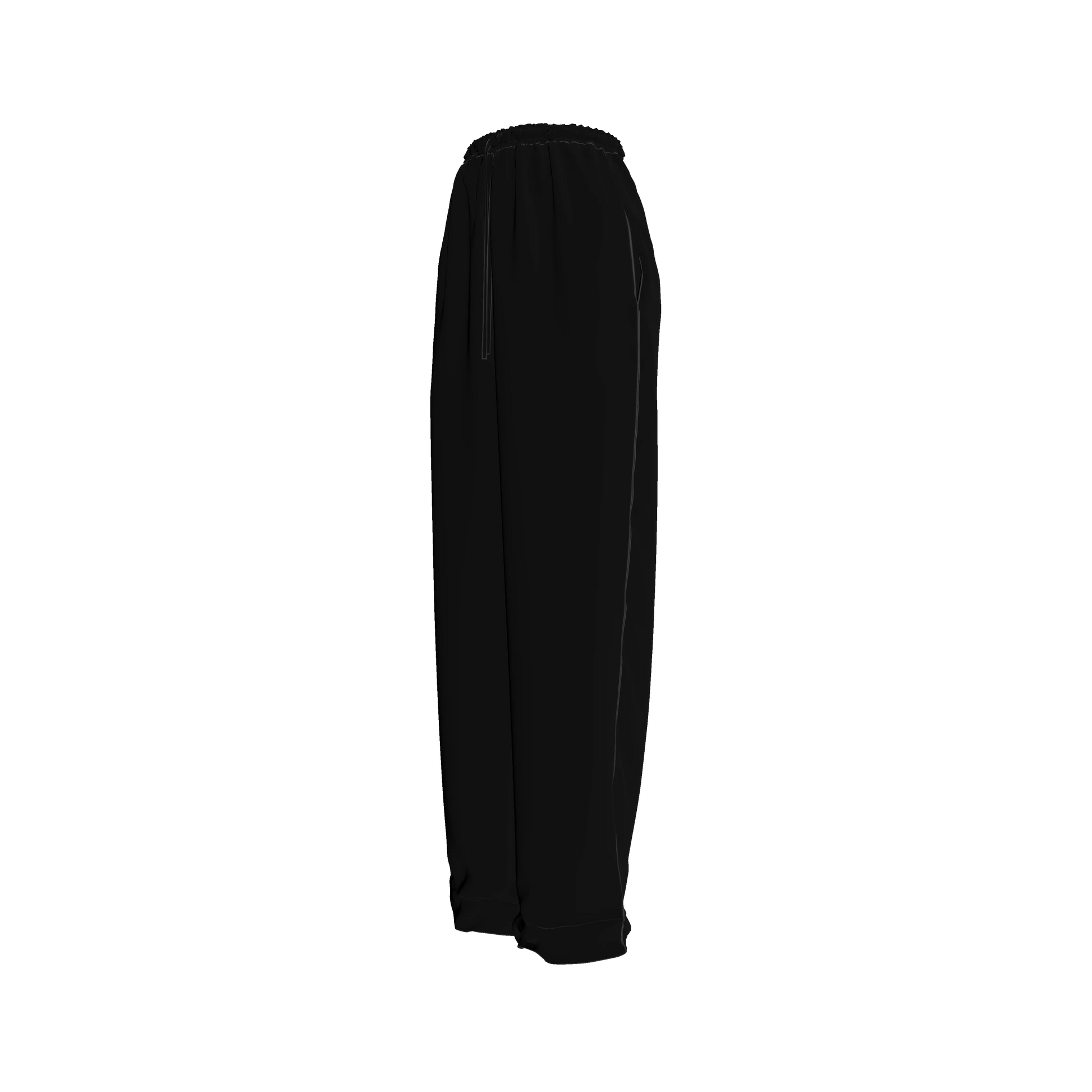 Draw String Pajama Pants in Pure Black Pima Cotton Poplin