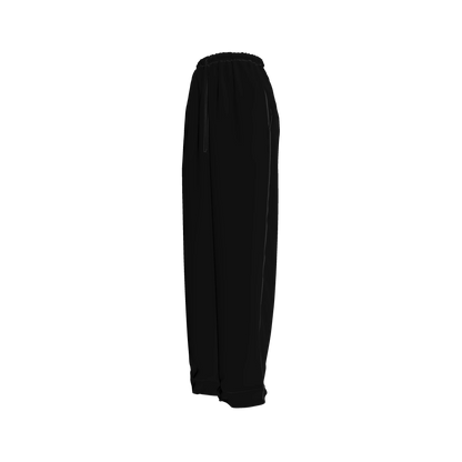 Draw String Pajama Pants in Pure Black Pima Cotton Poplin