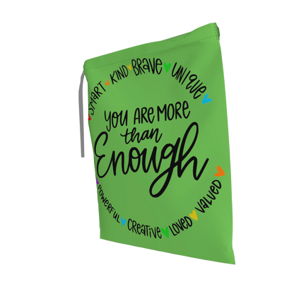 Drawstring Bag in Pima Cotton Poplin – 'You Are More Than Enough'