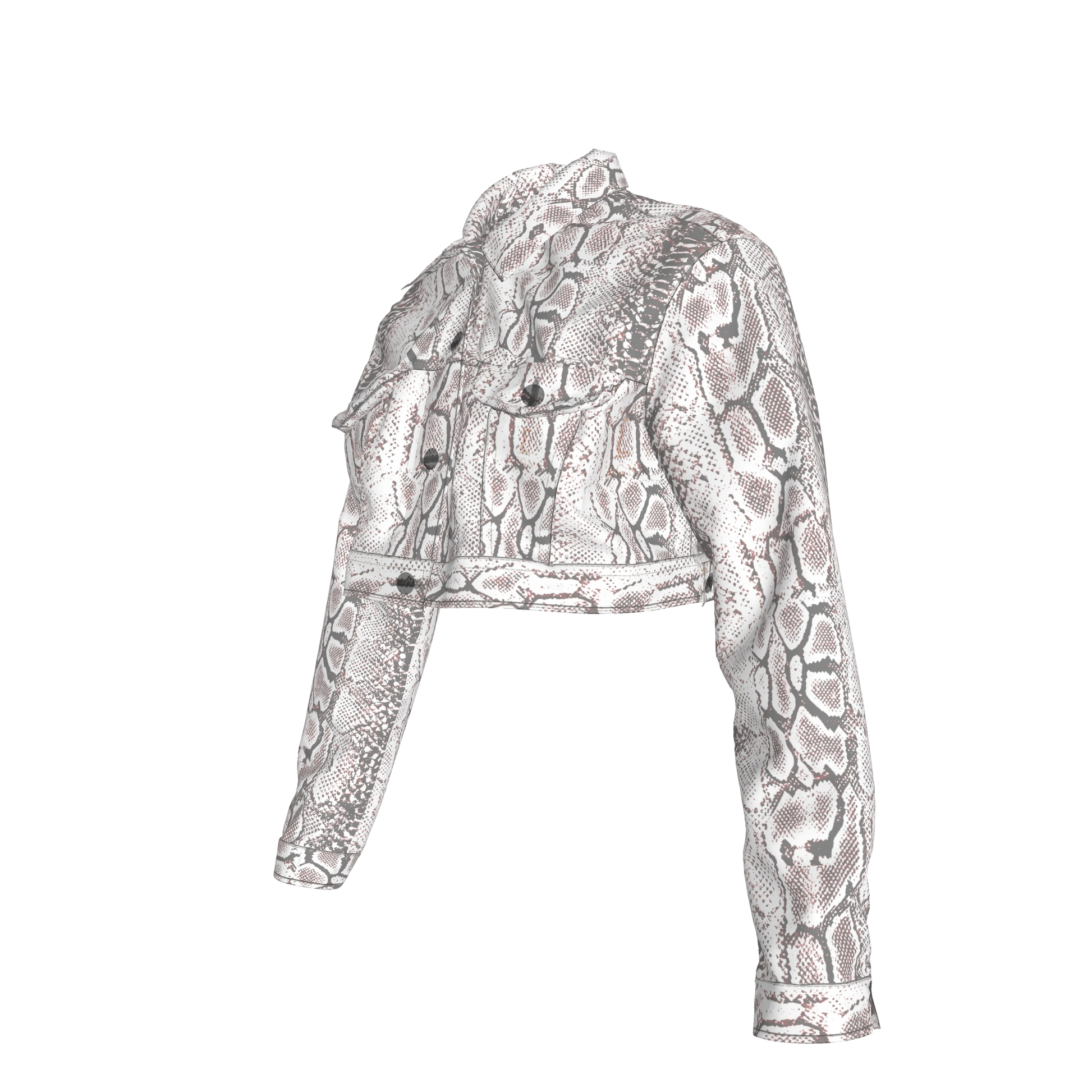 L'EGNA RISING SNAKESKIN Cropped Jean Jacket