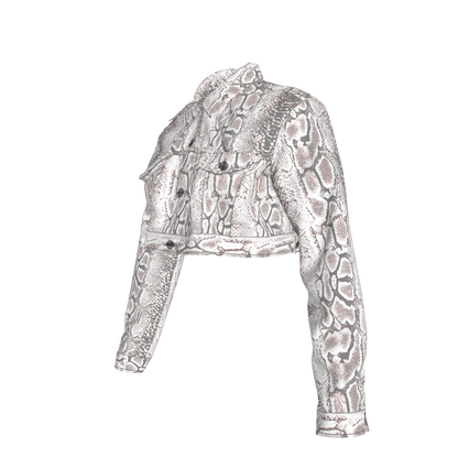 L'EGNA RISING SNAKESKIN Cropped Jean Jacket