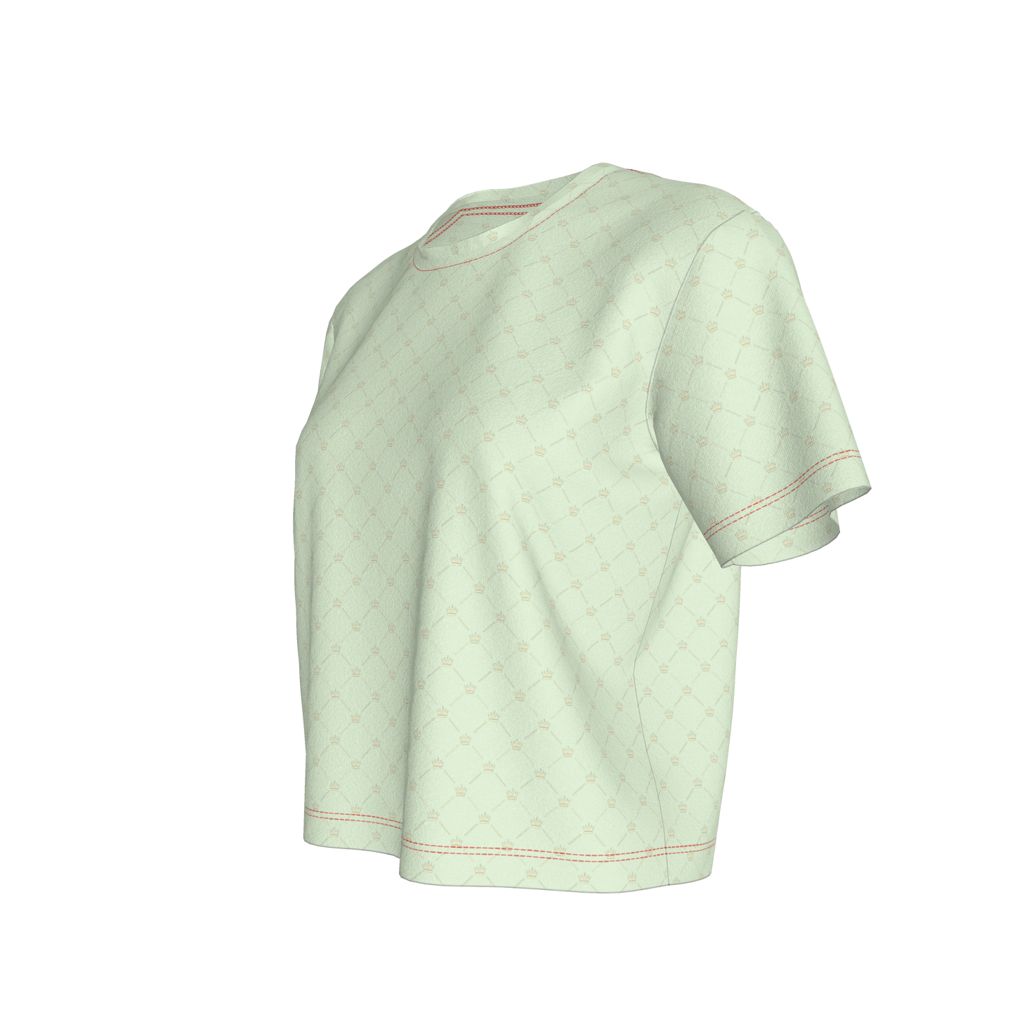 Crown and Lines Light Green Women’s Cropped T-Shirt