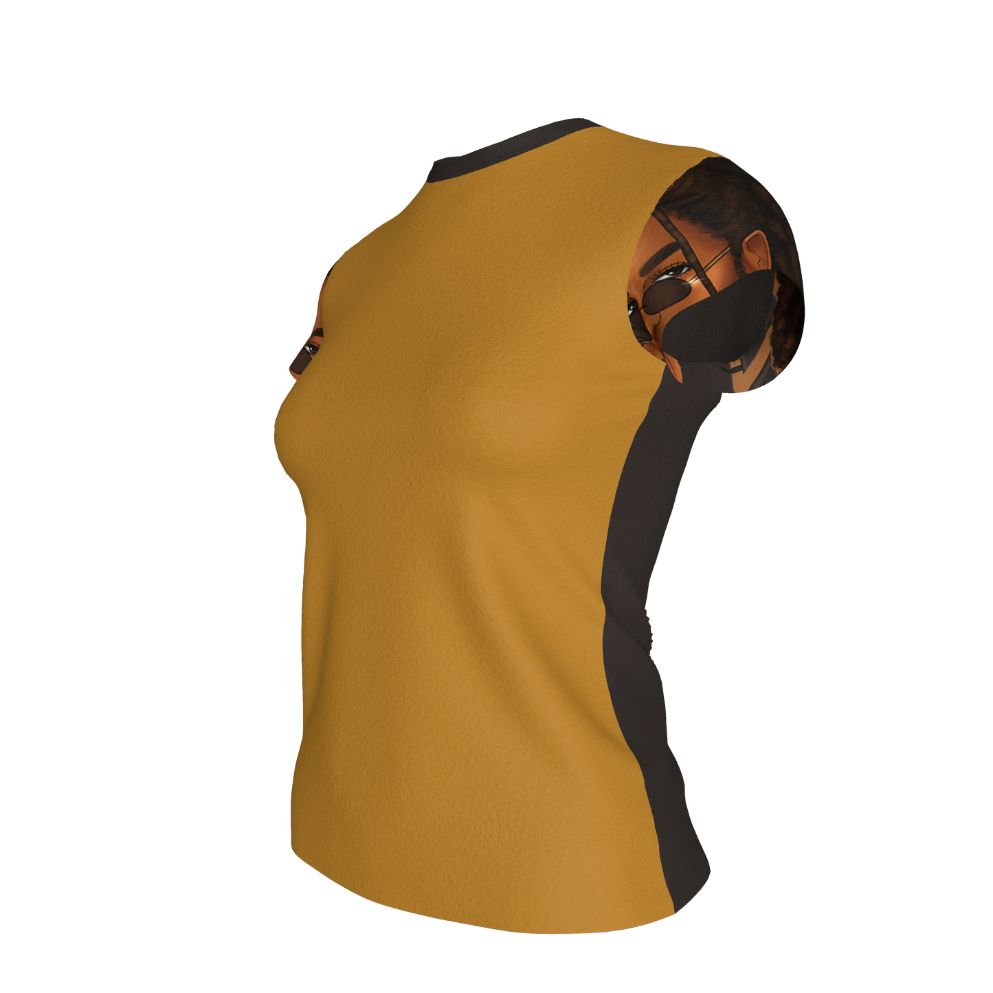 Signature Short Sleeve T-Shirt in Ochre Cotton-Spandex Jersey