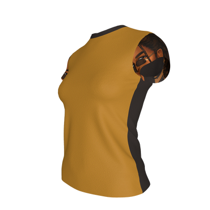 Signature Short Sleeve T-Shirt in Ochre Cotton-Spandex Jersey