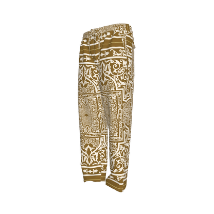 Andre Pullstring Pants: Elastic Waist Pegged Trouser in Ornate Baroque Print