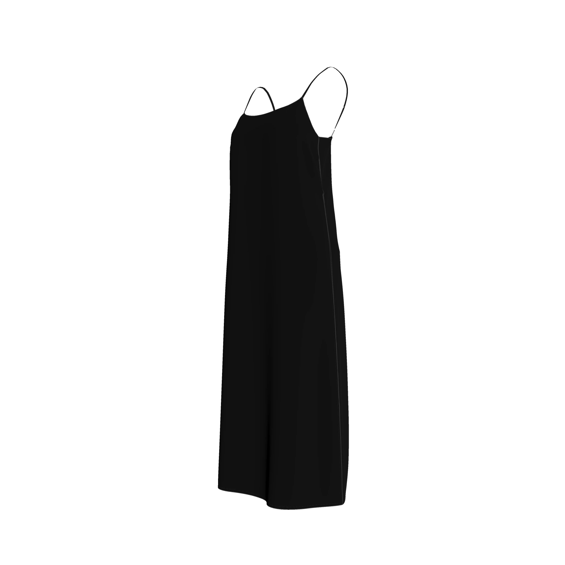 Pure Black Slip Dress in Ecovero Viscose Crepe