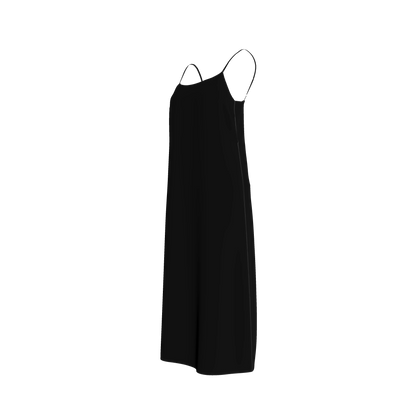 Pure Black Slip Dress in Ecovero Viscose Crepe