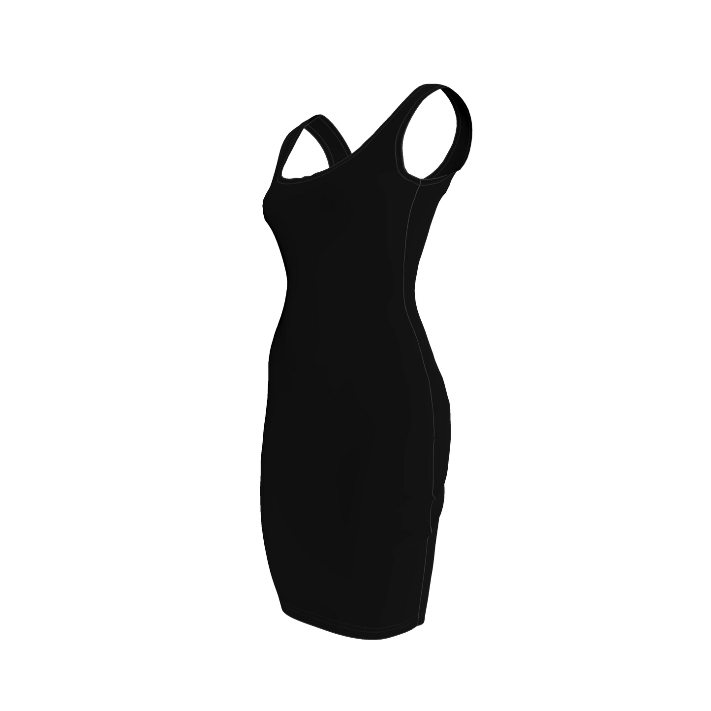 Body Con Tank Dress in Pure Black Rayon French Terry