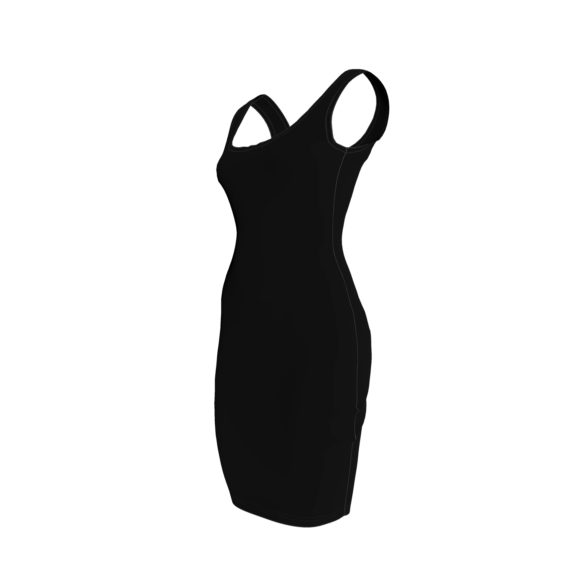 Body Con Tank Dress in Pure Black Rayon French Terry