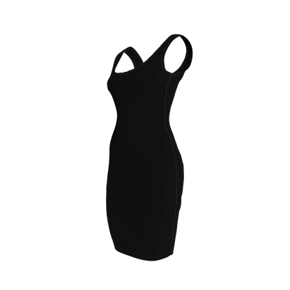Body Con Tank Dress in Pure Black Rayon French Terry