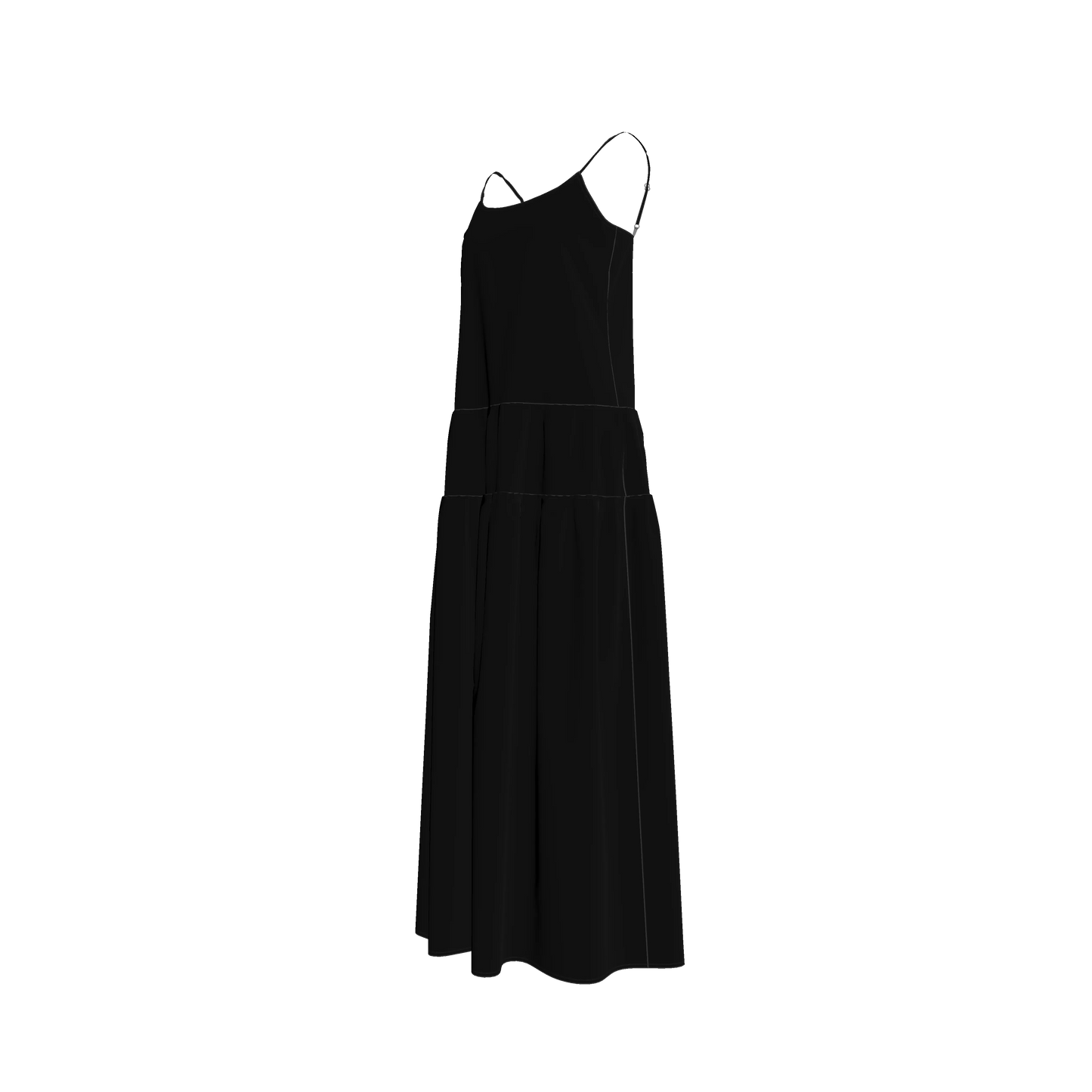 The Exponential Maxi Dress in Pure Black Pima Cotton Poplin