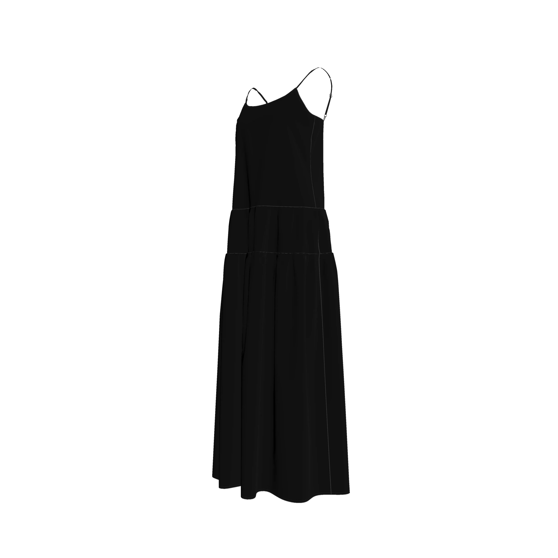 The Exponential Maxi Dress in Pure Black Pima Cotton Poplin
