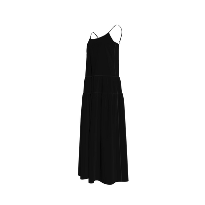 The Exponential Maxi Dress in Pure Black Pima Cotton Poplin