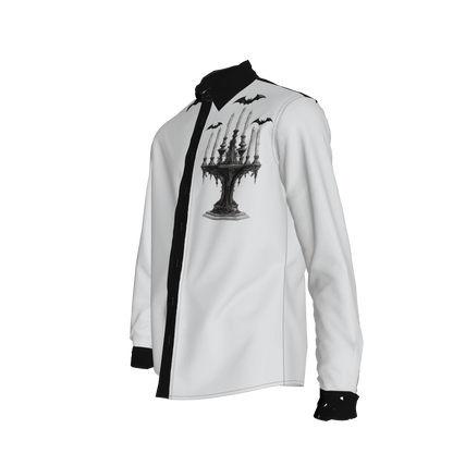 Gothic Candle Shirt with Flying Bats