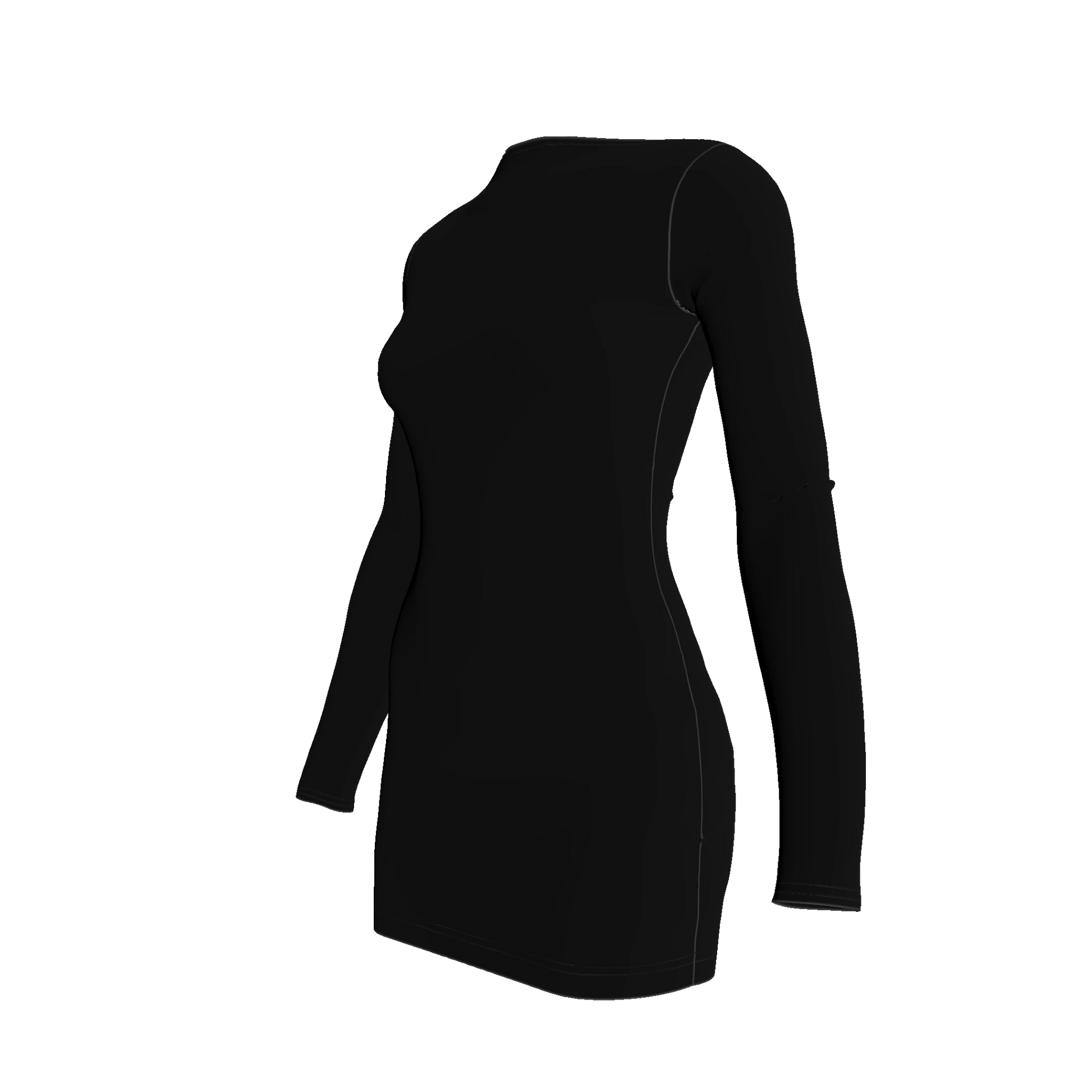 Mini Dress With Scooped Back in Pure Black Cotton Spandex Lightweight Jersey