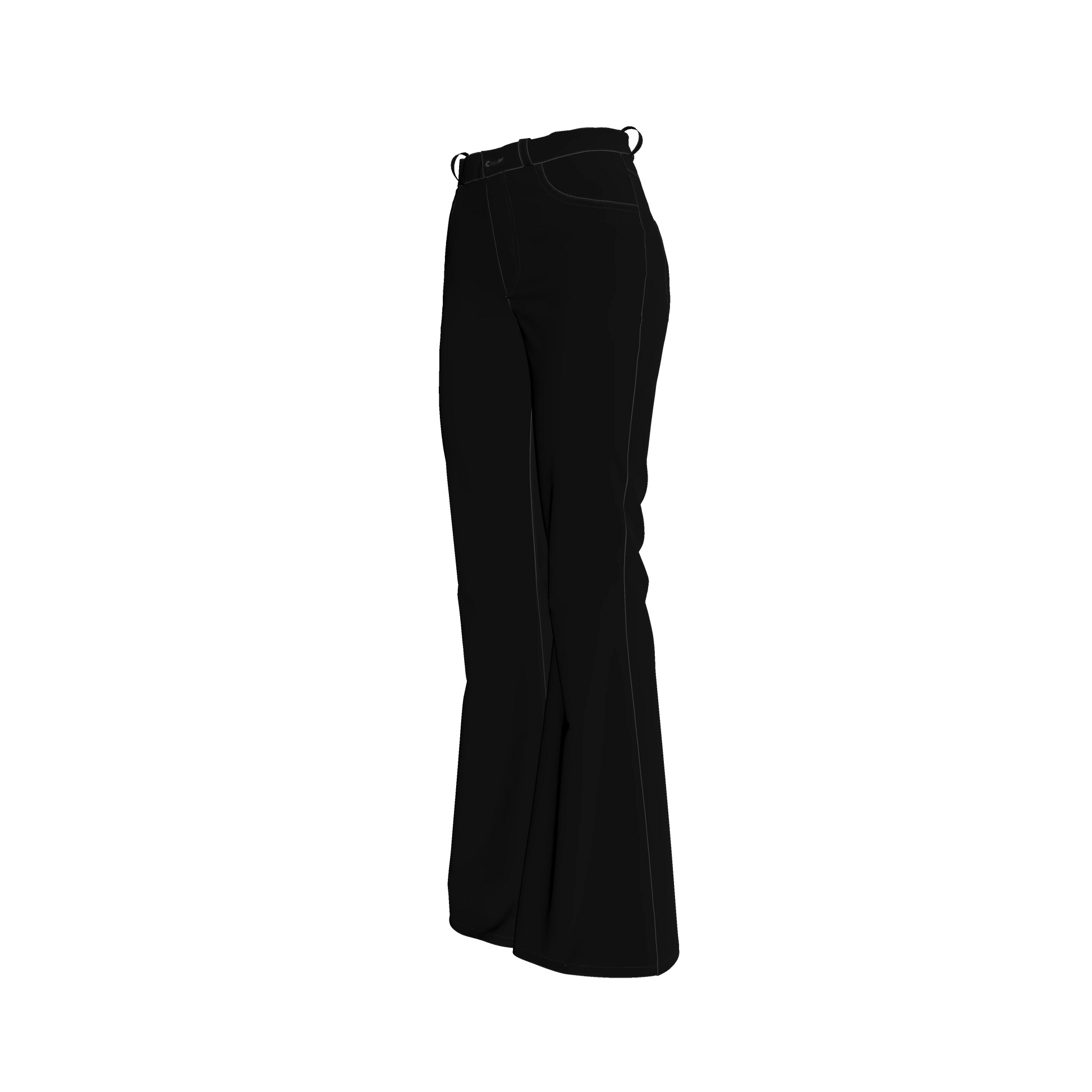 Bell Bottom Jeans in Pure Black Heavy Stretch Cotton Twill