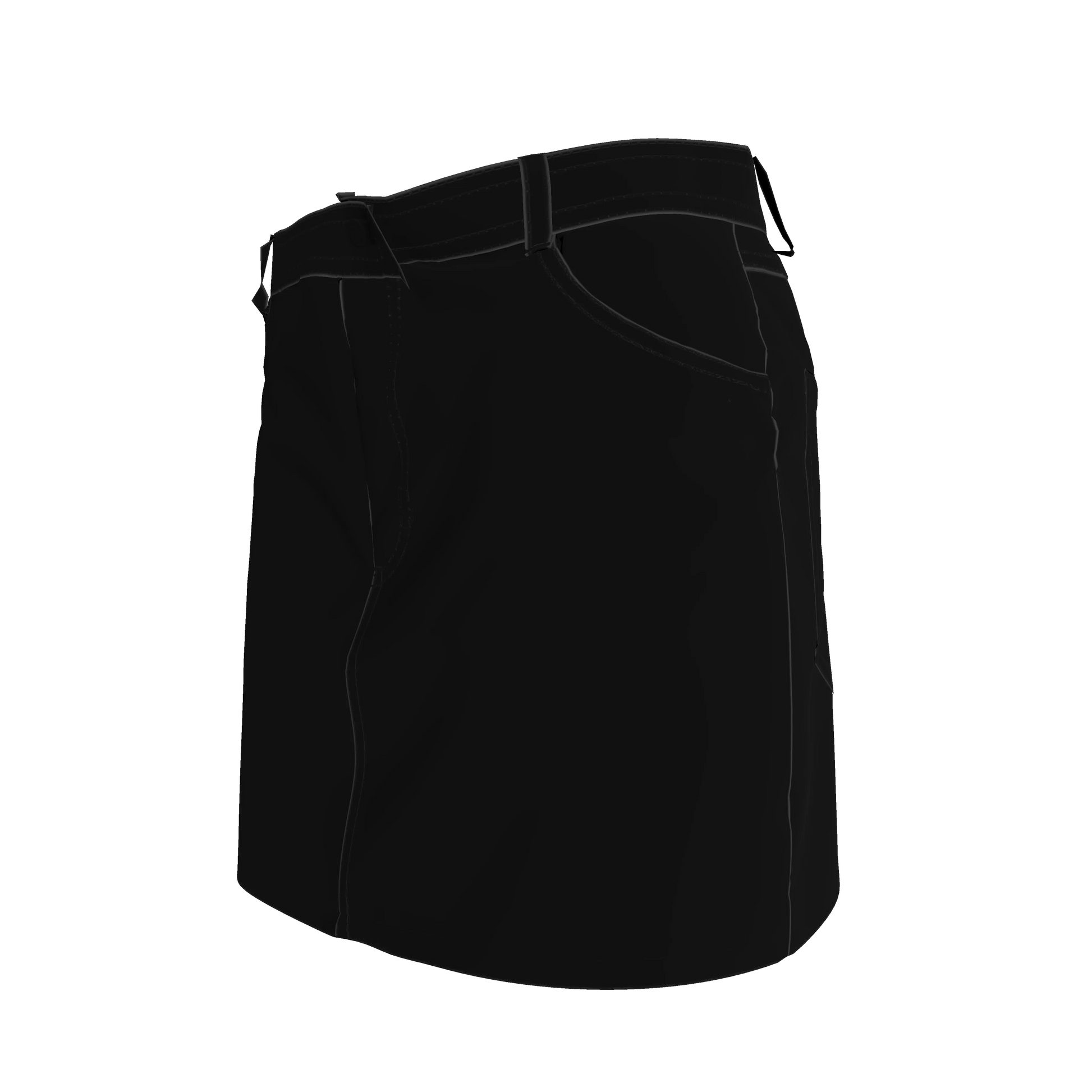 Denim Mini Skirt in Pure Black Heavy Stretch Cotton Twill