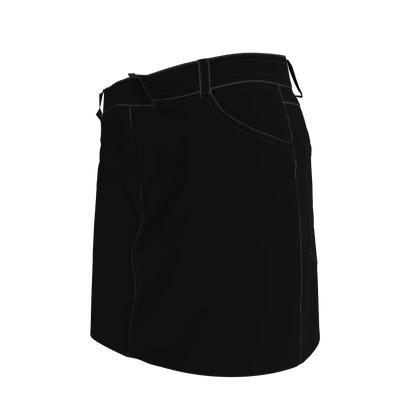 Denim Mini Skirt in Pure Black Heavy Stretch Cotton Twill