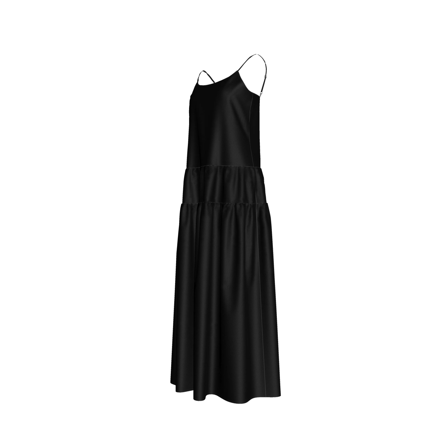 The Exponential Maxi Dress in Pure Black Ecovero Viscose Crepe
