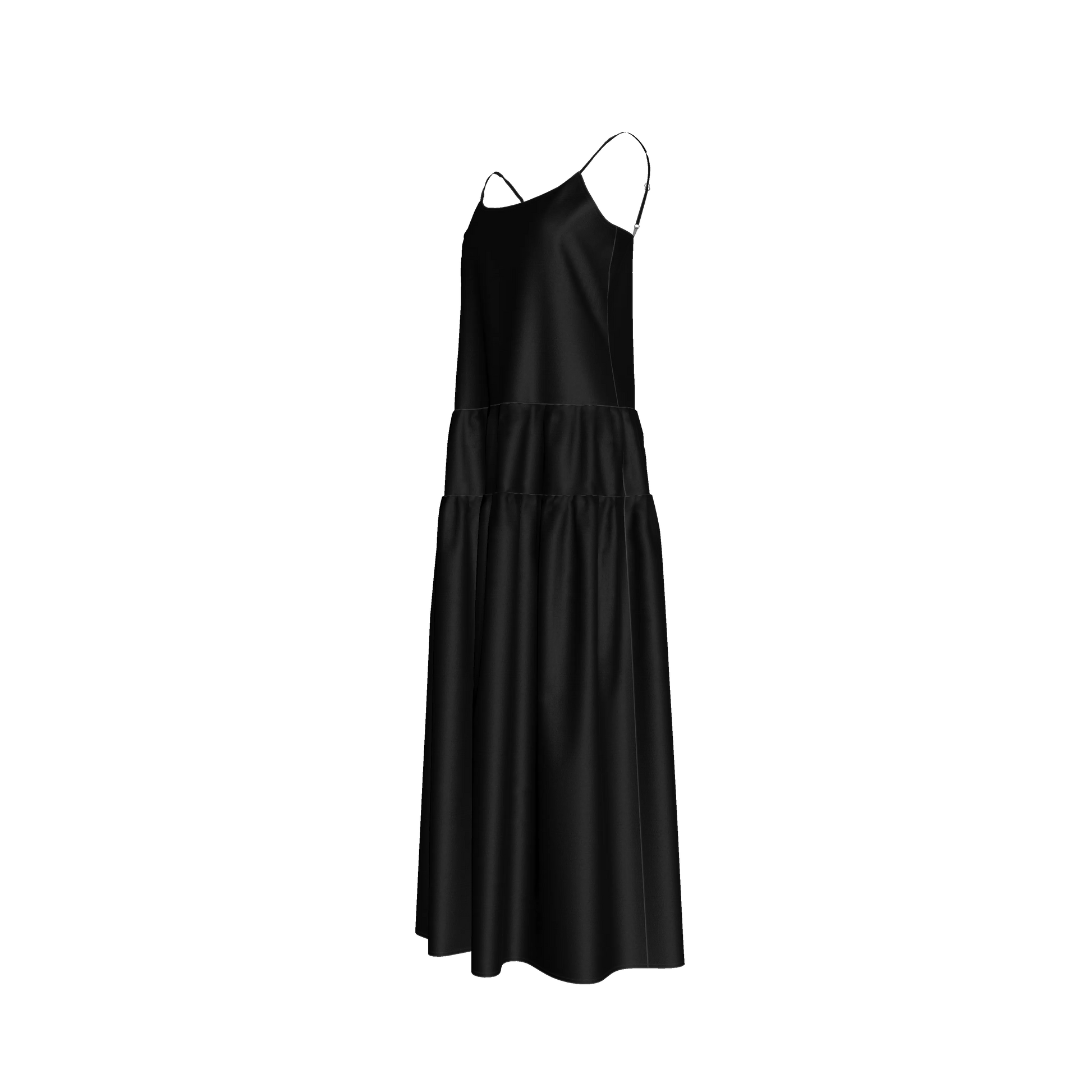 The Exponential Maxi Dress in Pure Black Ecovero Viscose Crepe