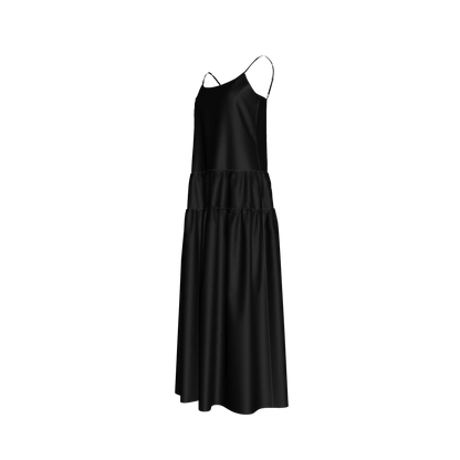 The Exponential Maxi Dress in Pure Black Ecovero Viscose Crepe
