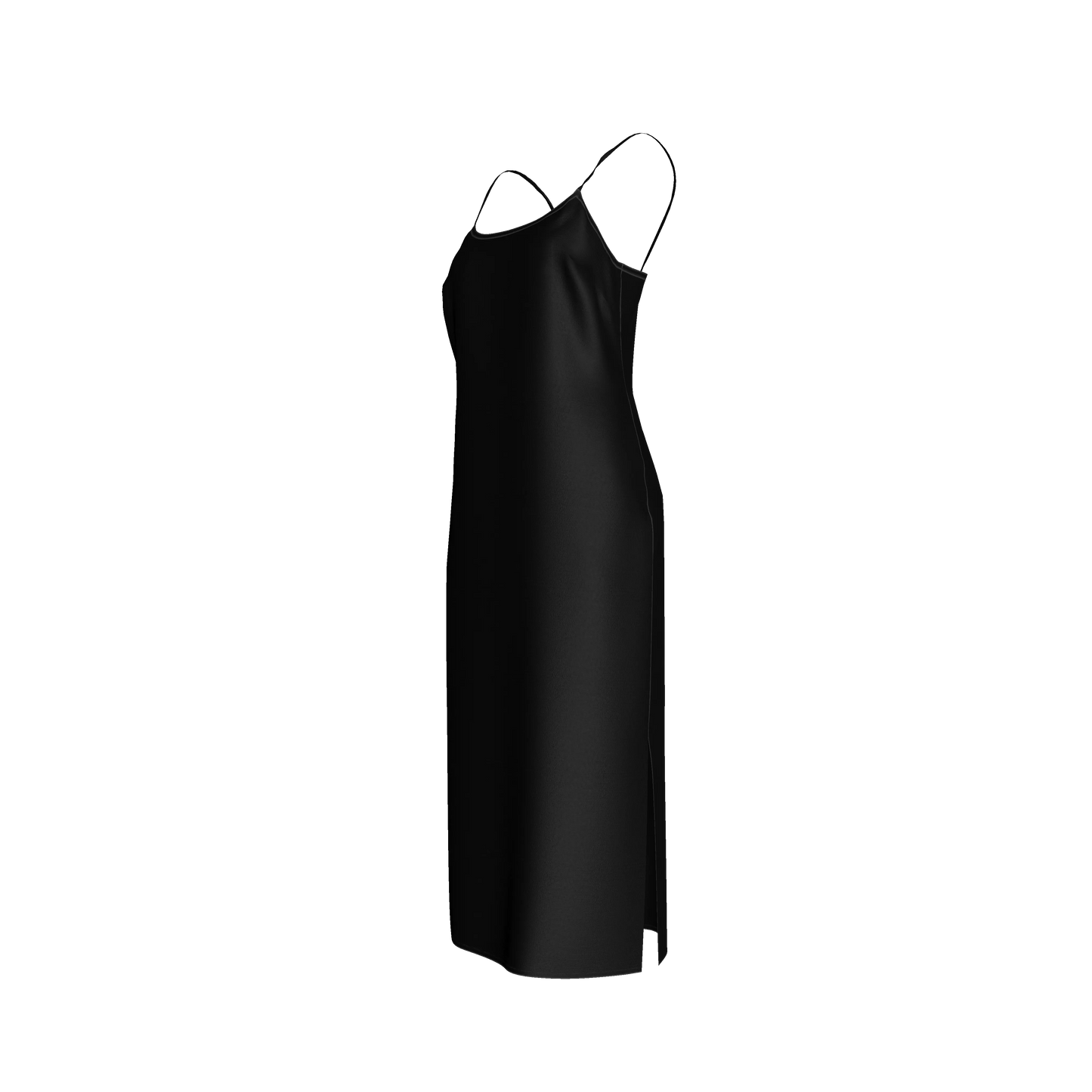 Darted Slip Dress in Pure Black Ecovero Crepe