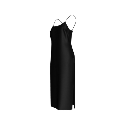 Darted Slip Dress in Pure Black Ecovero Crepe