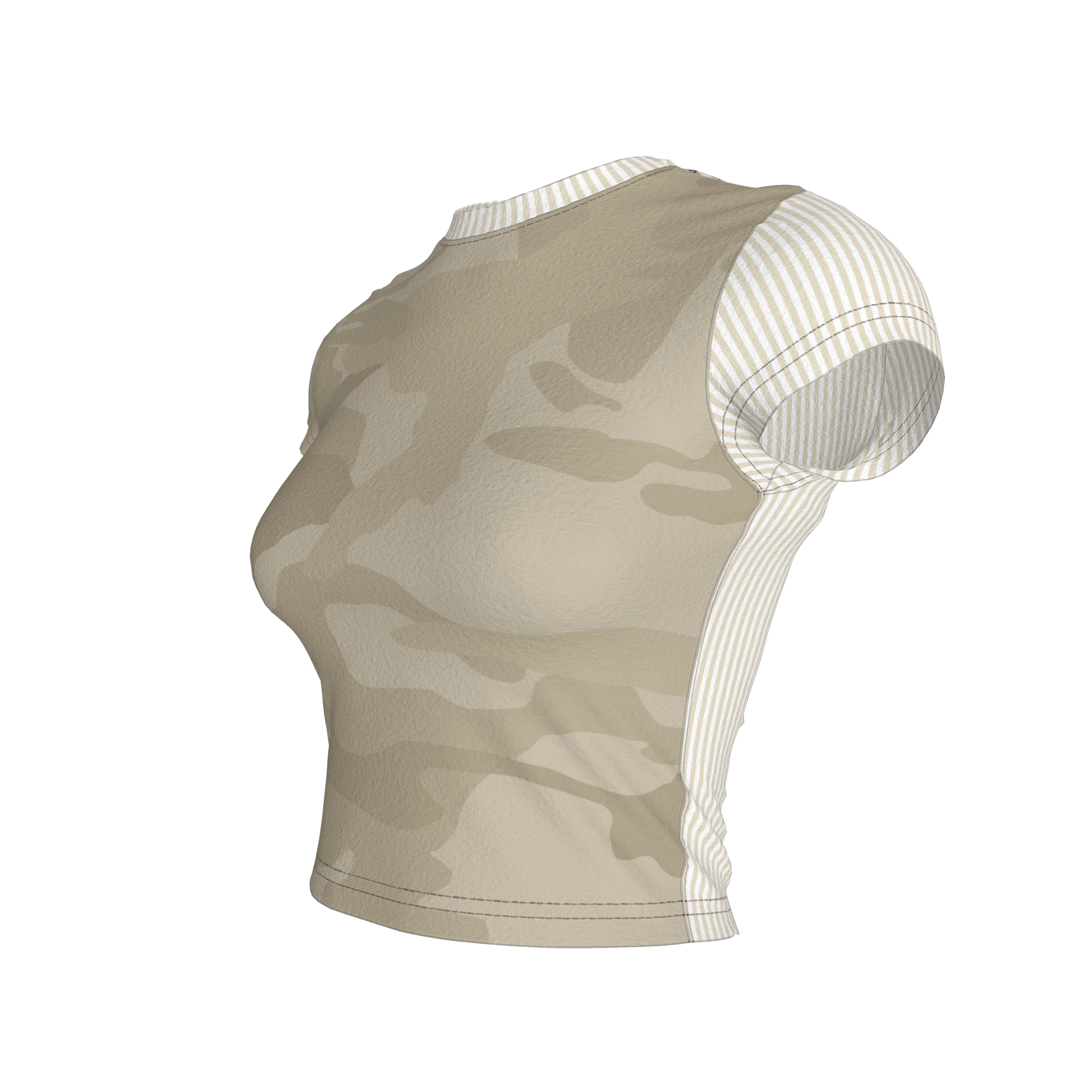 Camo Cropped Sleeve T-Shirt Half 'n Half