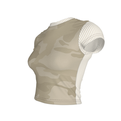 Camo Cropped Sleeve T-Shirt Half 'n Half