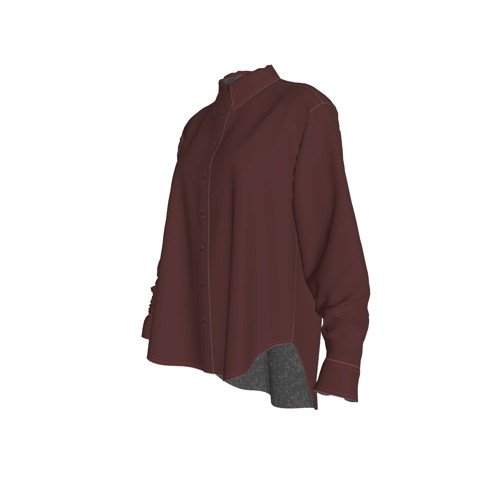 Oversized Organic Cotton Twill Shirt – Deep Wine
