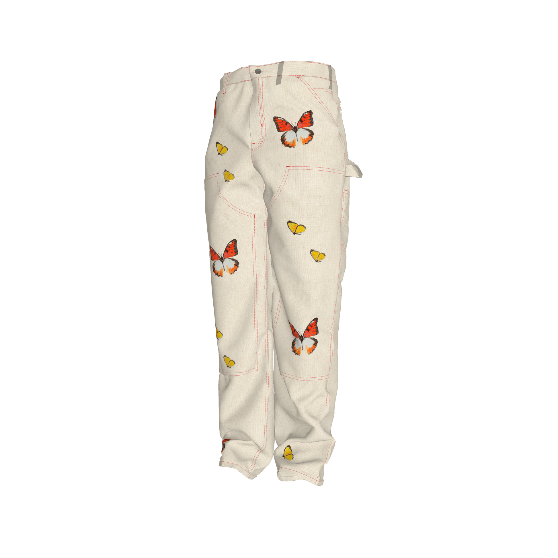 men's boxy double front pant - unisex low waist pants  in Stretch Organic Cotton Twill