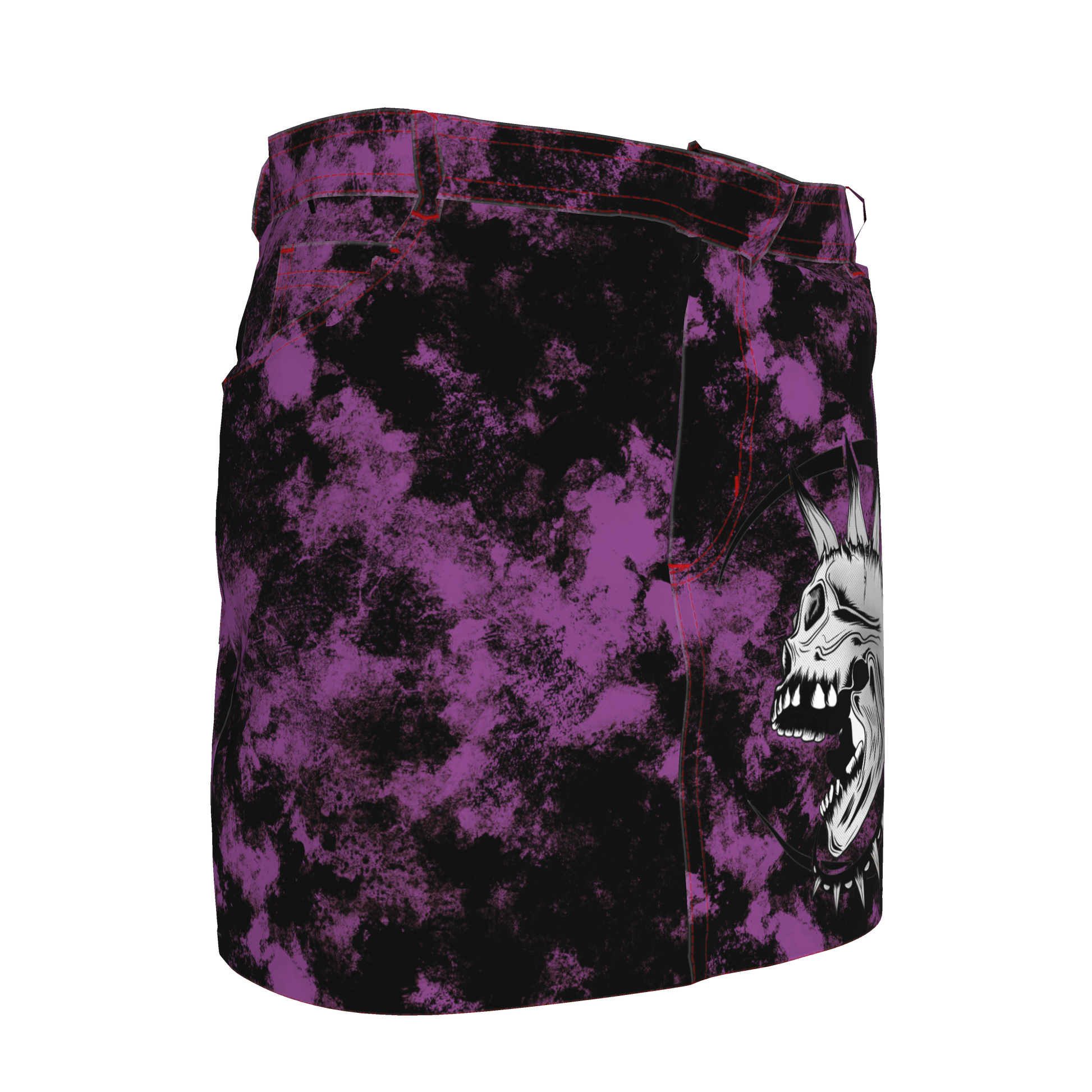Purple Punk Skull Denim Mini