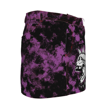 Purple Punk Skull Denim Mini