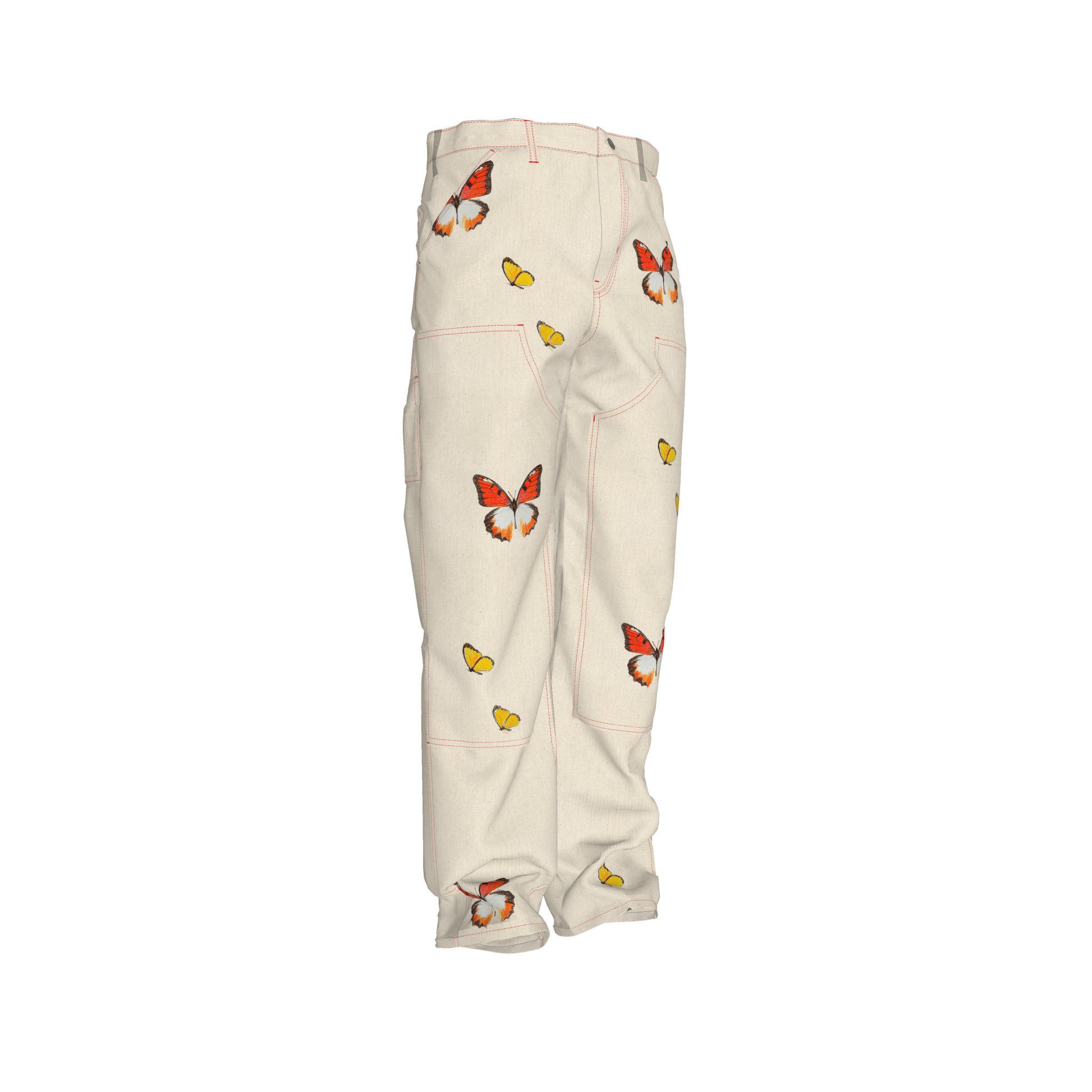 men's boxy double front pant - unisex low waist pants  in Stretch Organic Cotton Twill