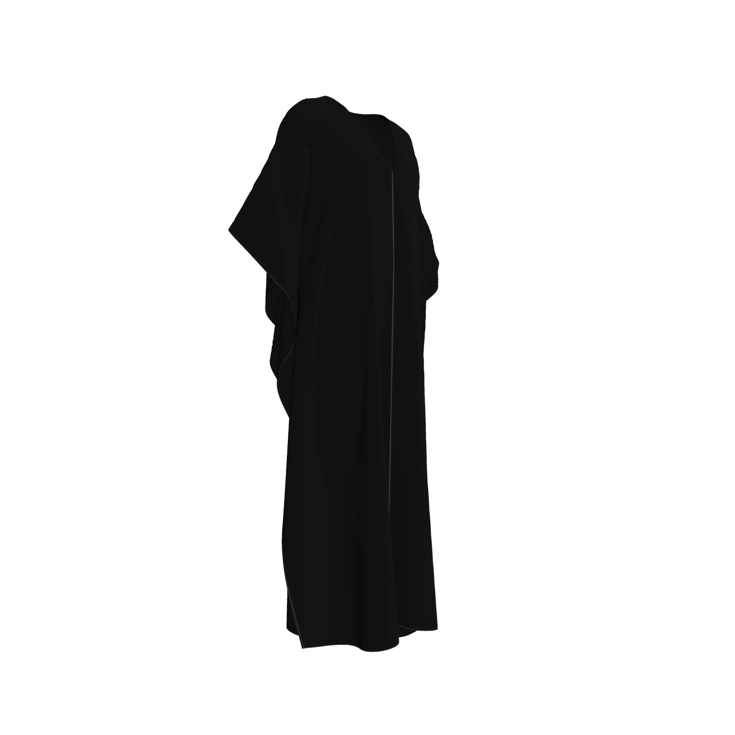Caftan in Pure Black Organic Cotton Voile