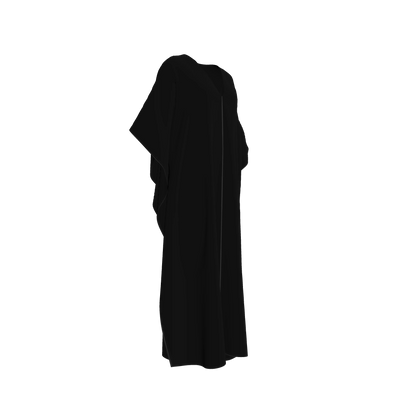 Caftan in Pure Black Organic Cotton Voile