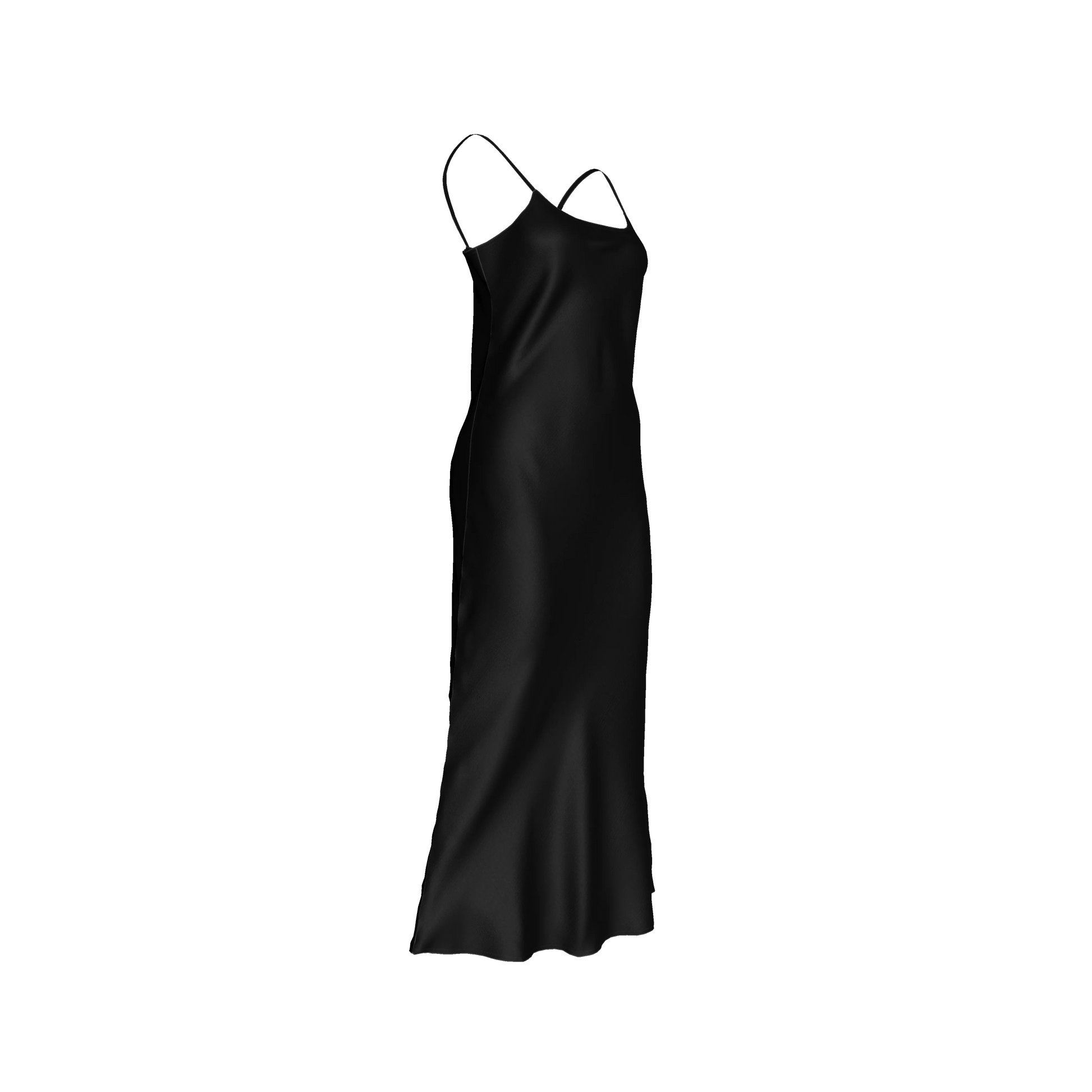 The Essential Pure Black Bias Slip Dress in Ecovero Viscose Crepe