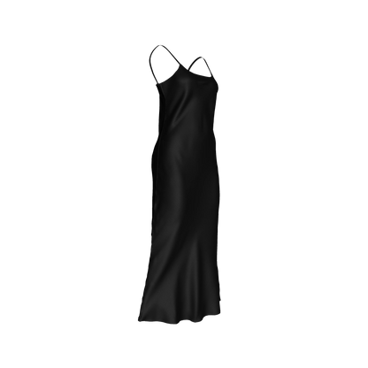 The Essential Pure Black Bias Slip Dress in Ecovero Viscose Crepe