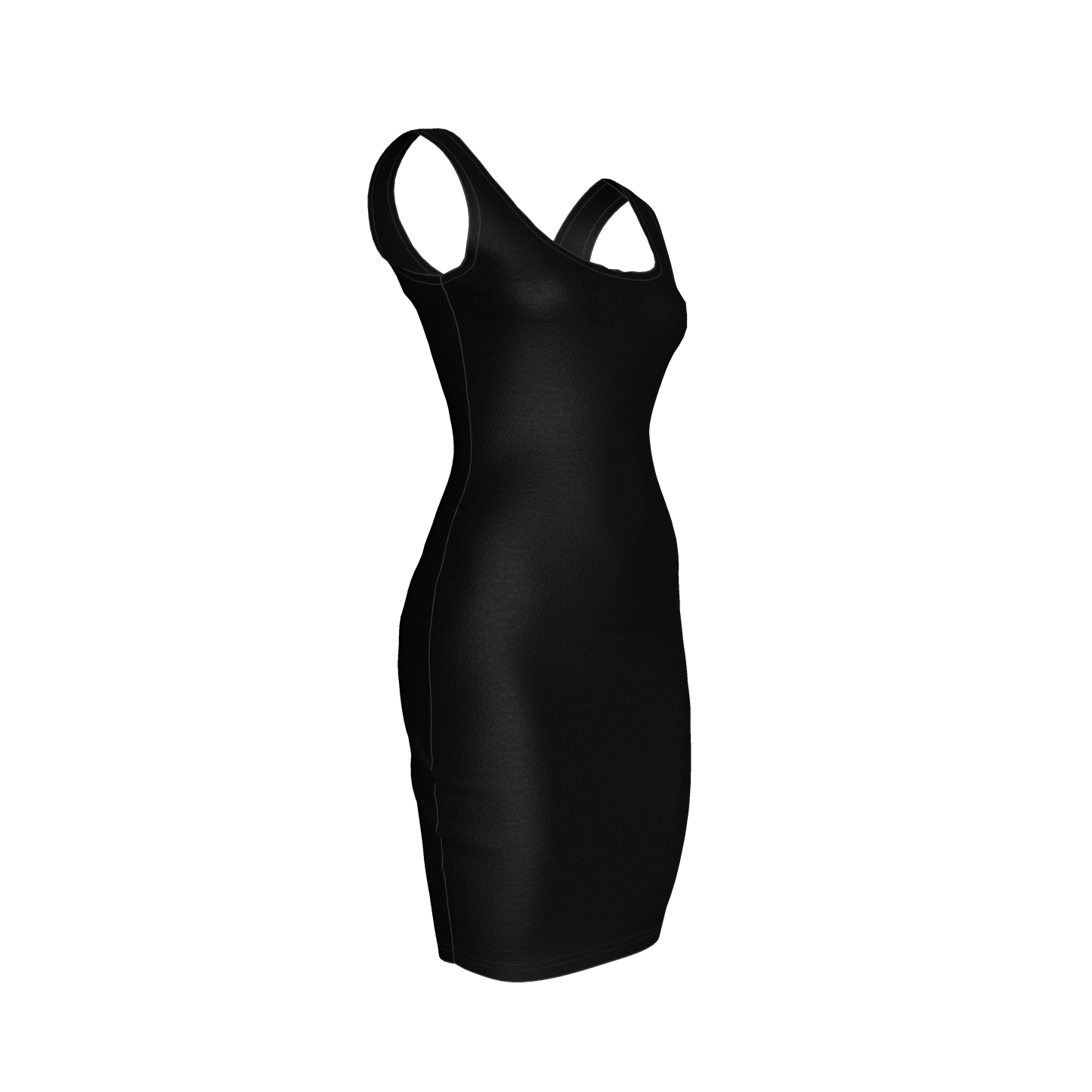 Body Con Tank Dress in Pure Black Cotton-Spandex Jersey