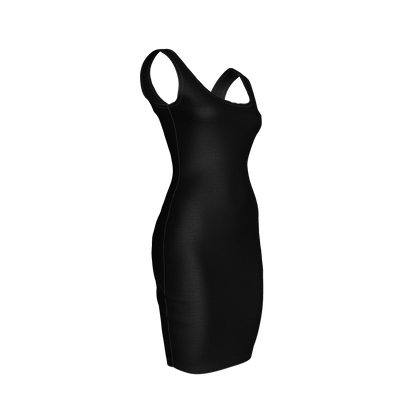 Body Con Tank Dress in Pure Black Cotton-Spandex Jersey