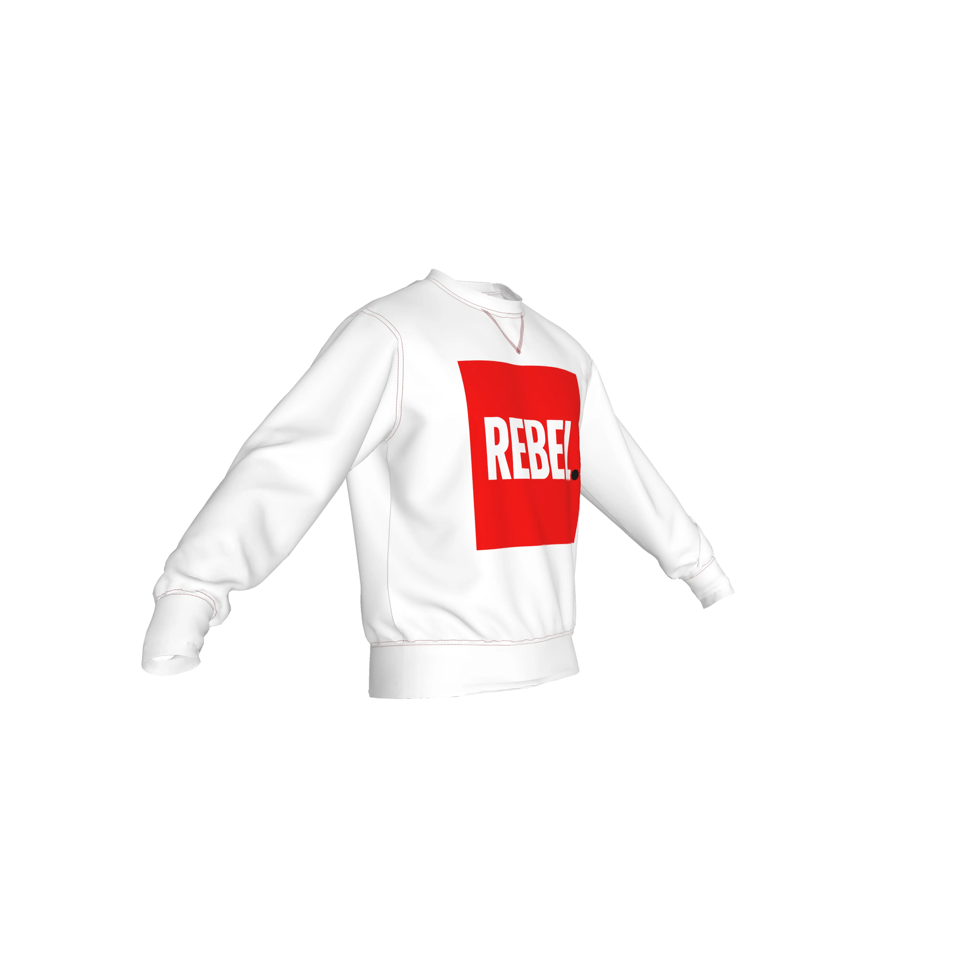 Crew Neck Sweatshirt with Inset V – "REBEL" Print