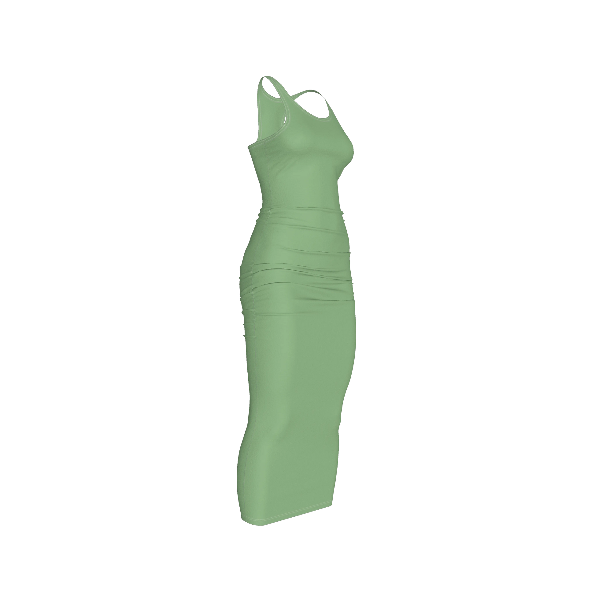 Racerback Shirred Tank Dress in Cotton-Spandex Jersey