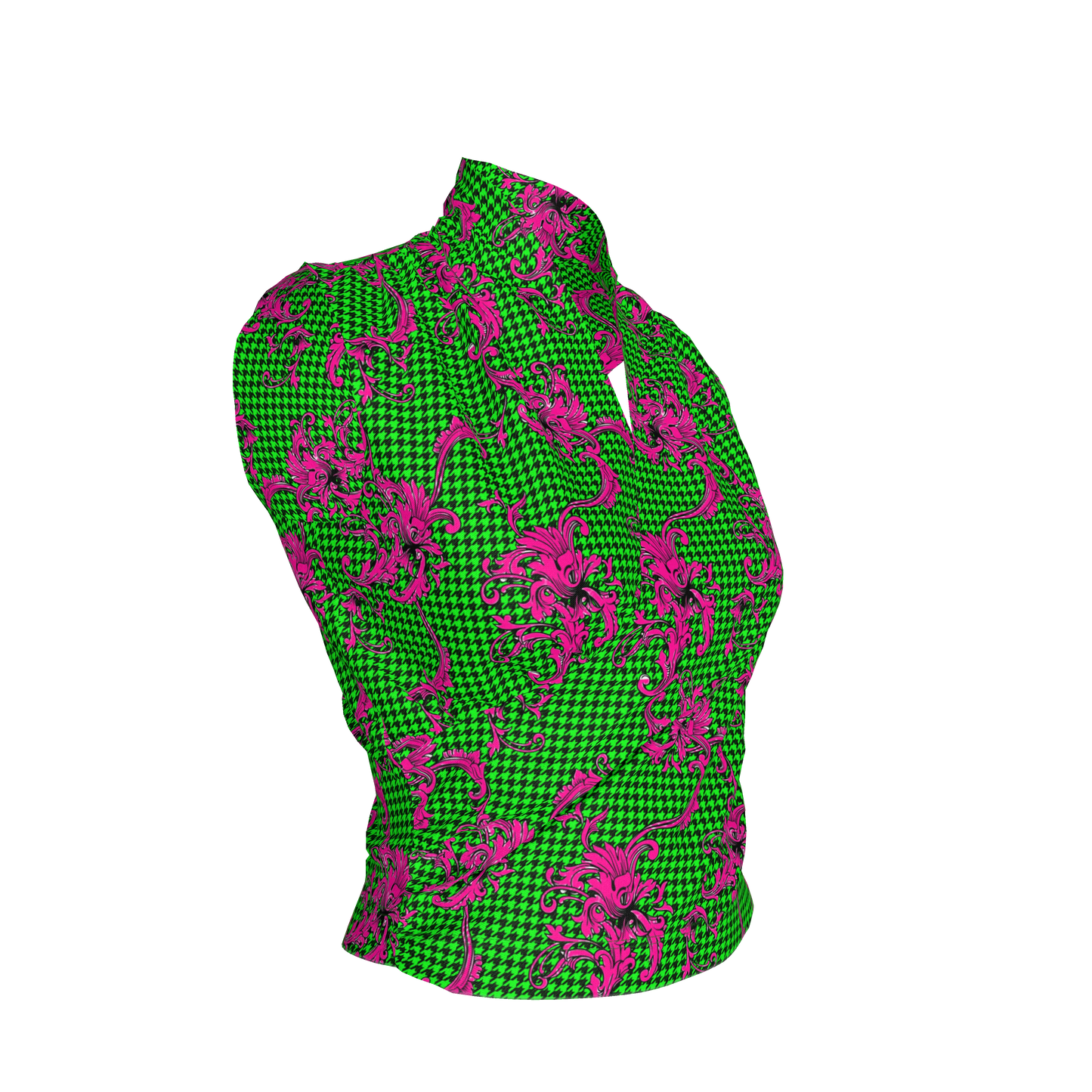 Pink & Green Houndstooth Surplice - Bamboo/Cotton Blend