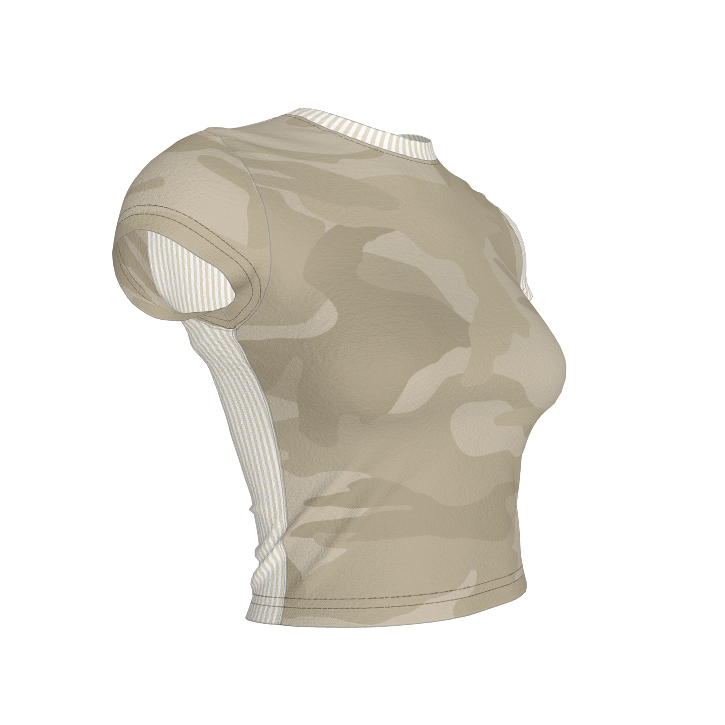 Camo Cropped Sleeve T-Shirt Half 'n Half